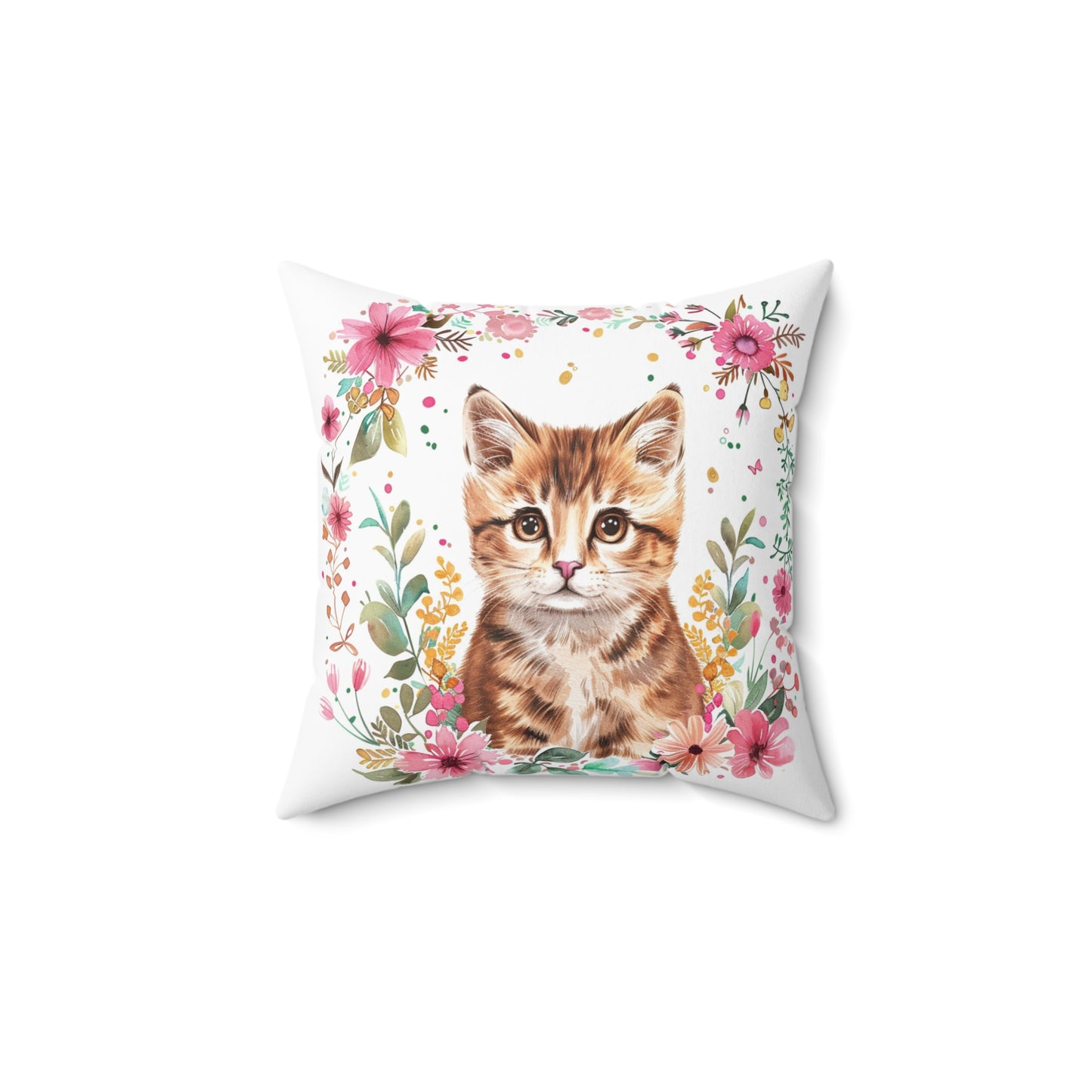 Adorable Floral Cat Print Pillow – Perfect for Cat Lovers - Petunia Woof