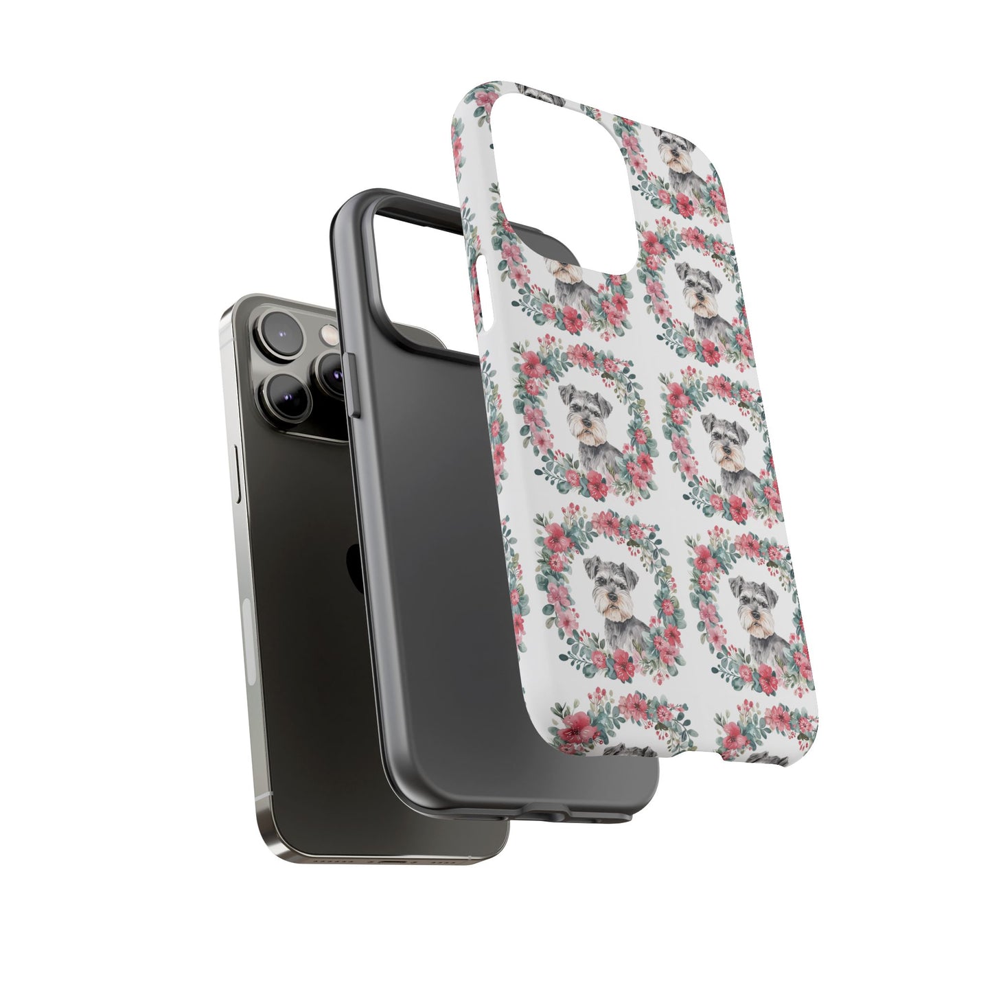 Cute Schnauzer Floral Dog Phone Case - Tough Cases for Pet Lovers