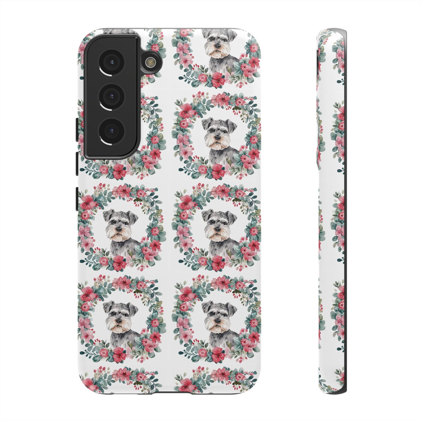 Cute Schnauzer Floral Dog Phone Case - Tough Cases for Pet Lovers