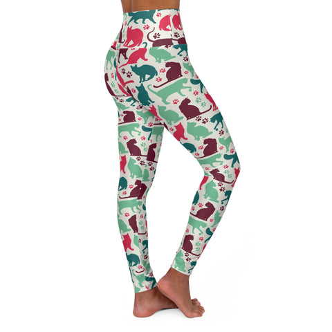 Cute Cat Print High Waisted Yoga Leggings for Cat Lovers