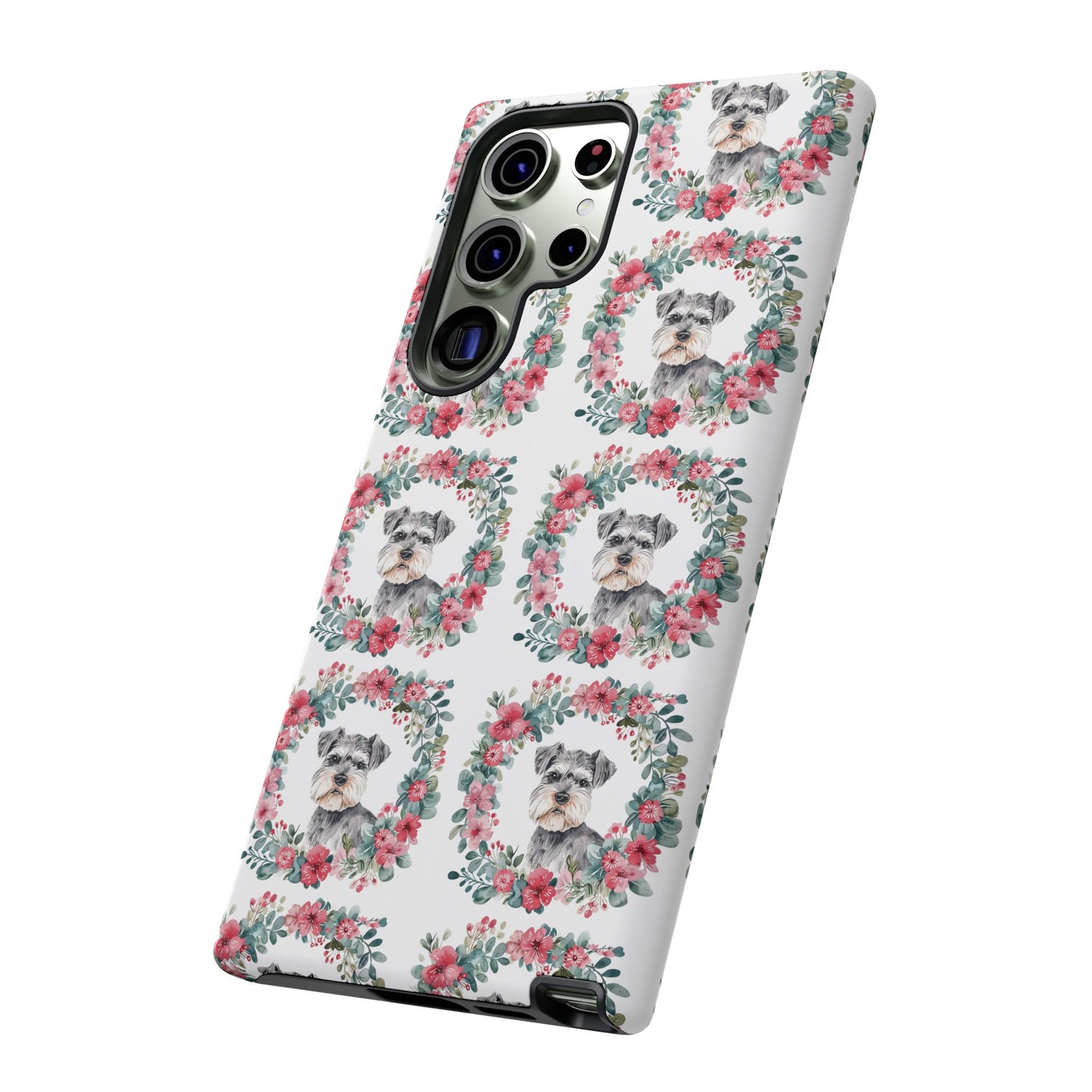 Cute Schnauzer Floral Dog Phone Case - Tough Cases for Pet Lovers