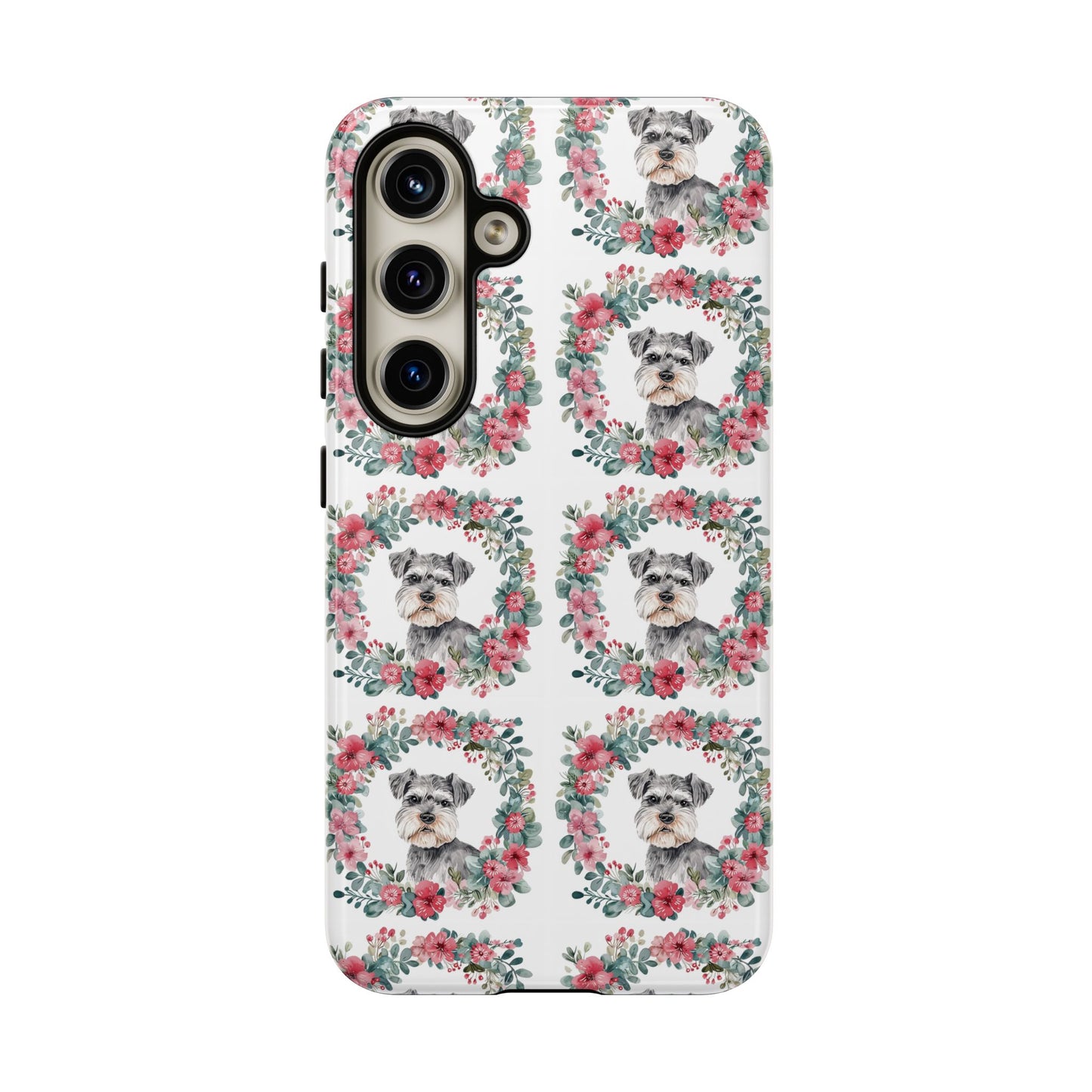 Cute Schnauzer Floral Dog Phone Case - Tough Cases for Pet Lovers