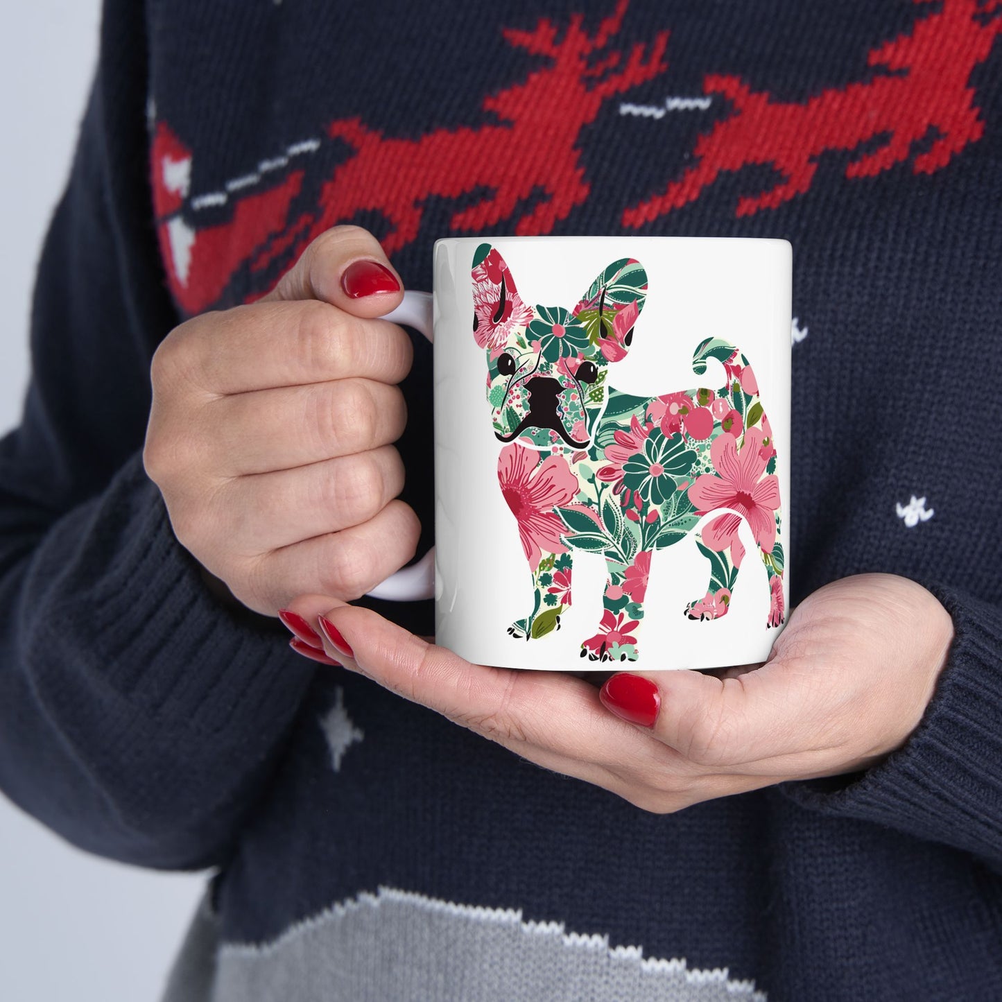 French Bulldog Floral Dog Print Ceramic Mug - Petunia Woof