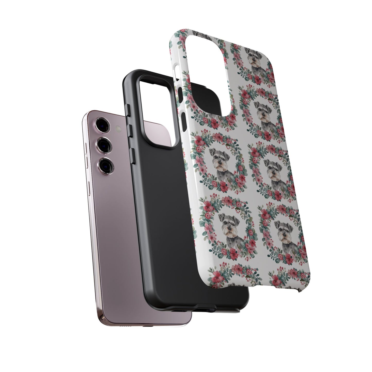 Cute Schnauzer Floral Dog Phone Case - Tough Cases for Pet Lovers