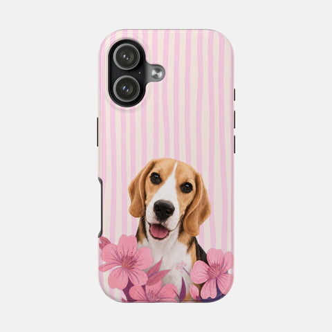 Custom Striped Pet Portrait Phone Case