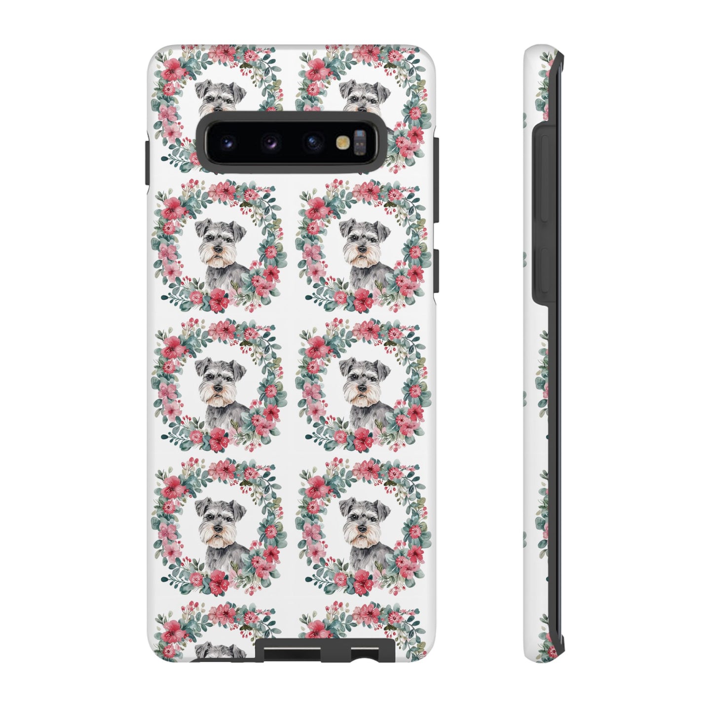 Cute Schnauzer Floral Dog Phone Case - Tough Cases for Pet Lovers