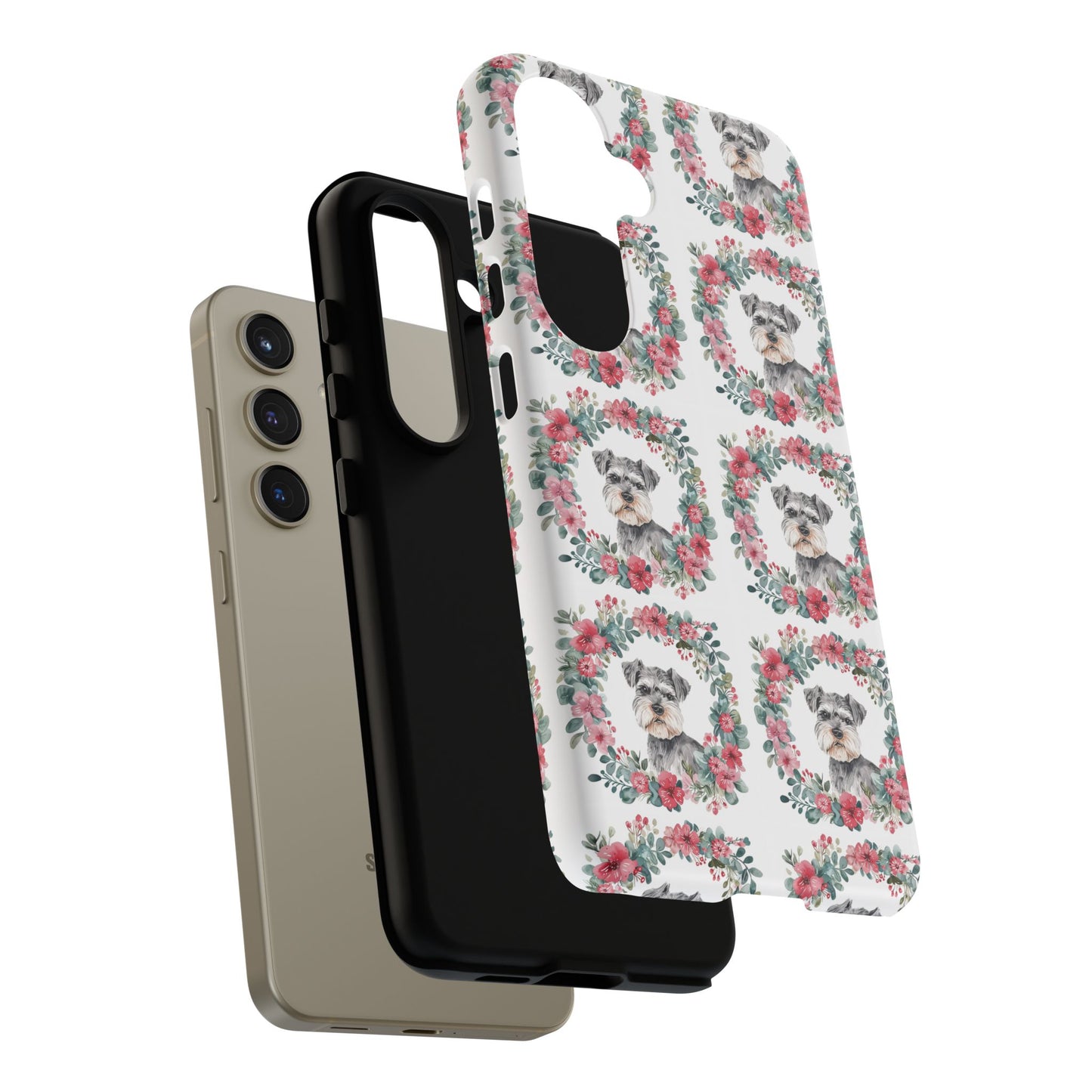 Cute Schnauzer Floral Dog Phone Case - Tough Cases for Pet Lovers