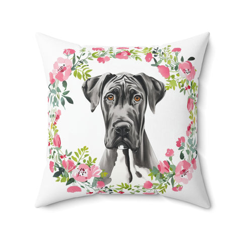 Great Dane Floral Pillow