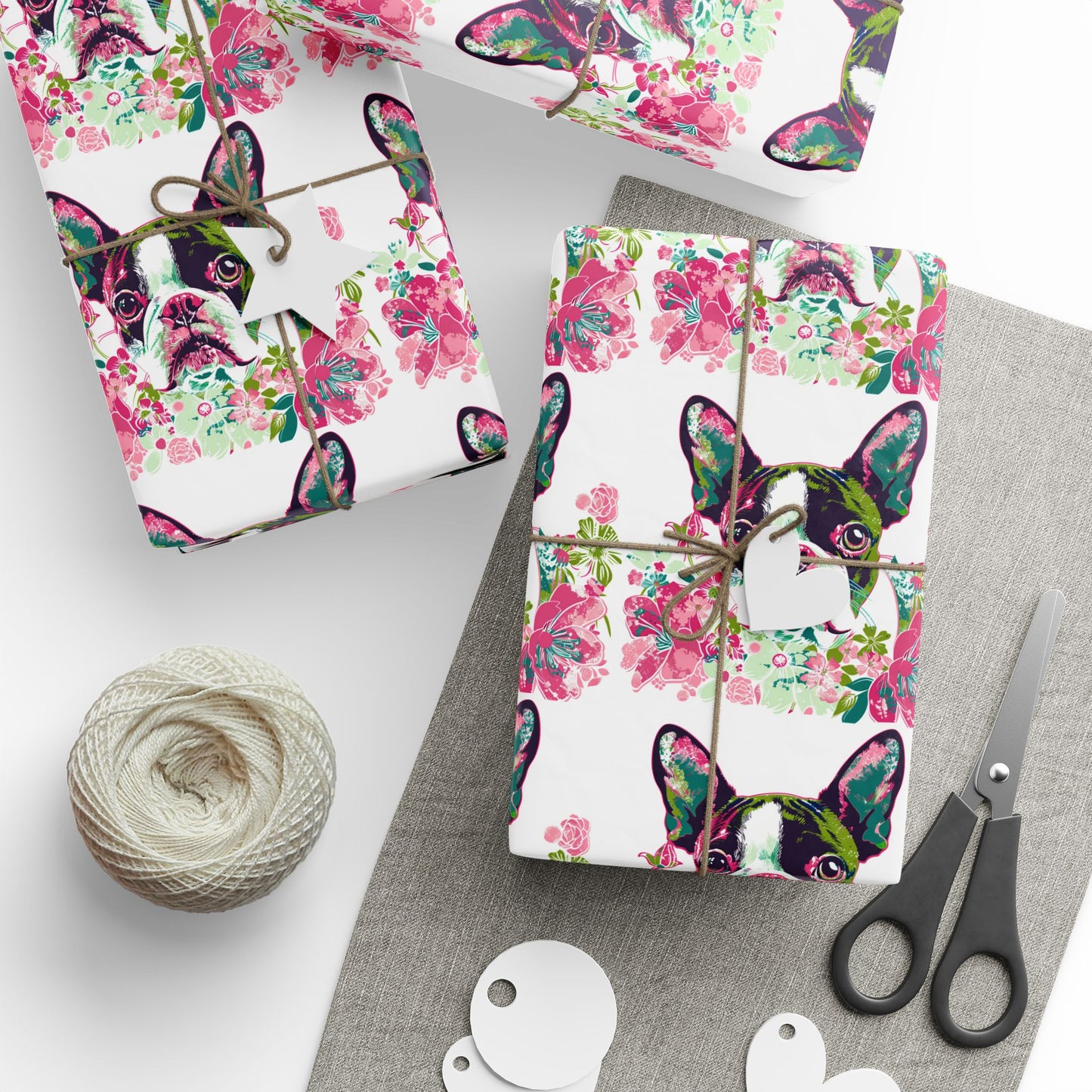 Cute French Bulldog Wrapping Paper - Floral Design for Pets Lovers - Petunia Woof