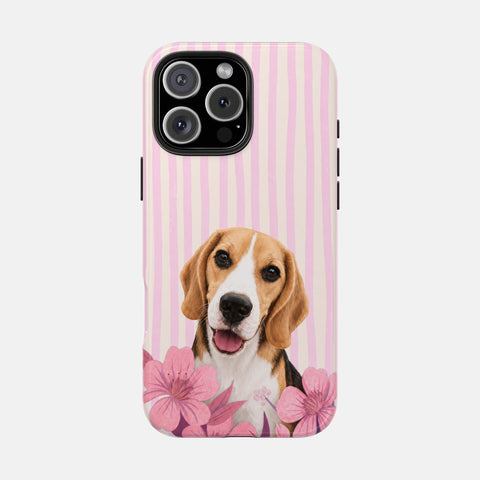Custom Striped Pet Portrait Phone Case