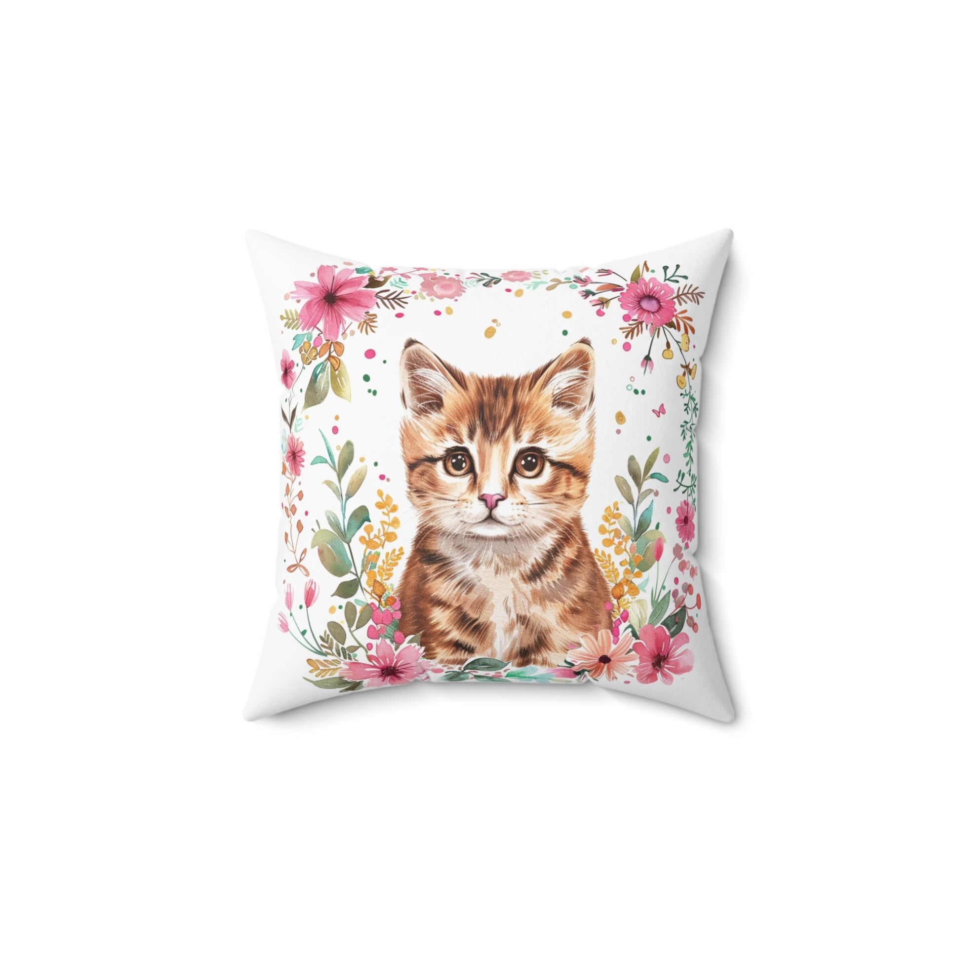 Adorable Floral Cat Print Pillow – Perfect for Cat Lovers - Petunia Woof