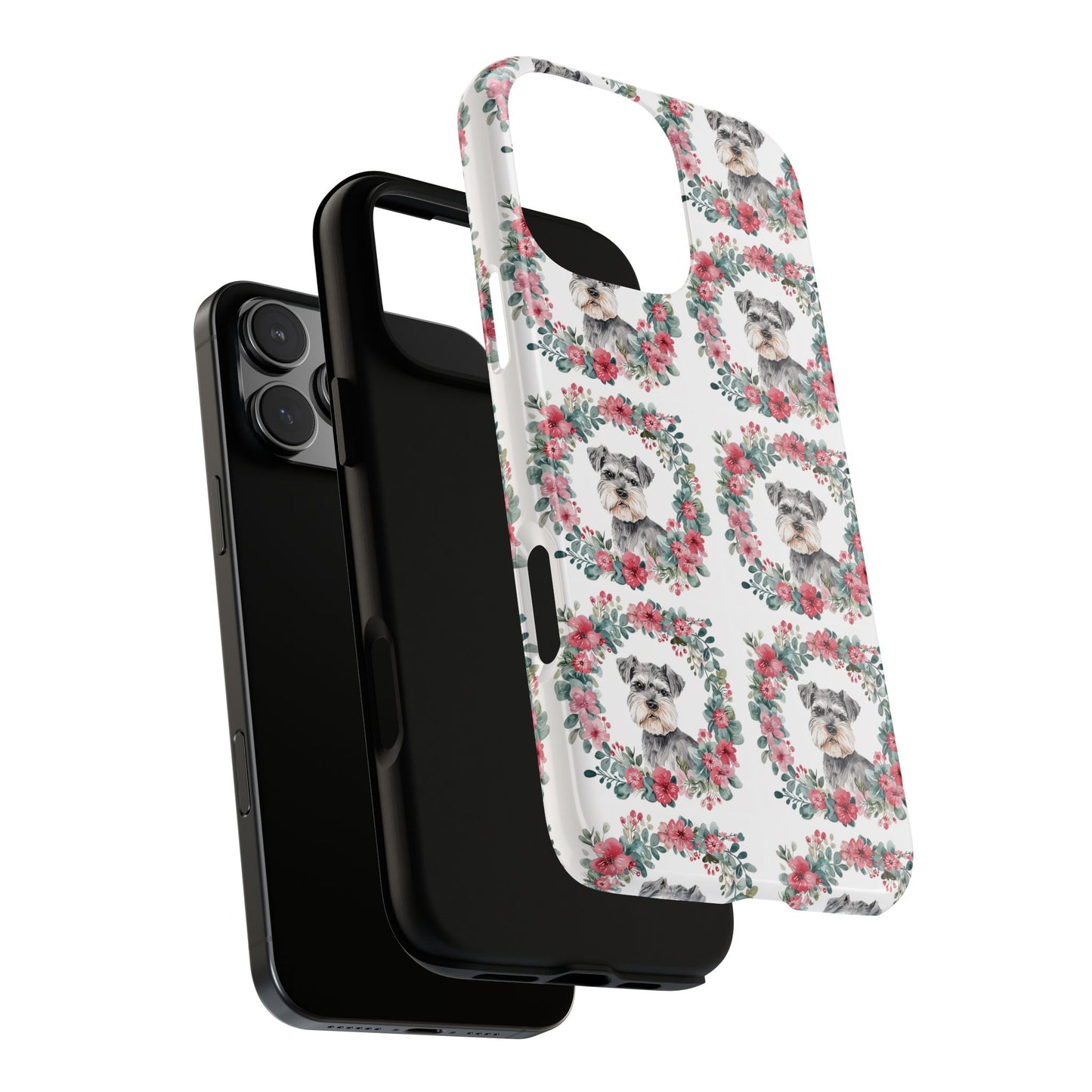 Cute Schnauzer Floral Dog Phone Case - Tough Cases for Pet Lovers