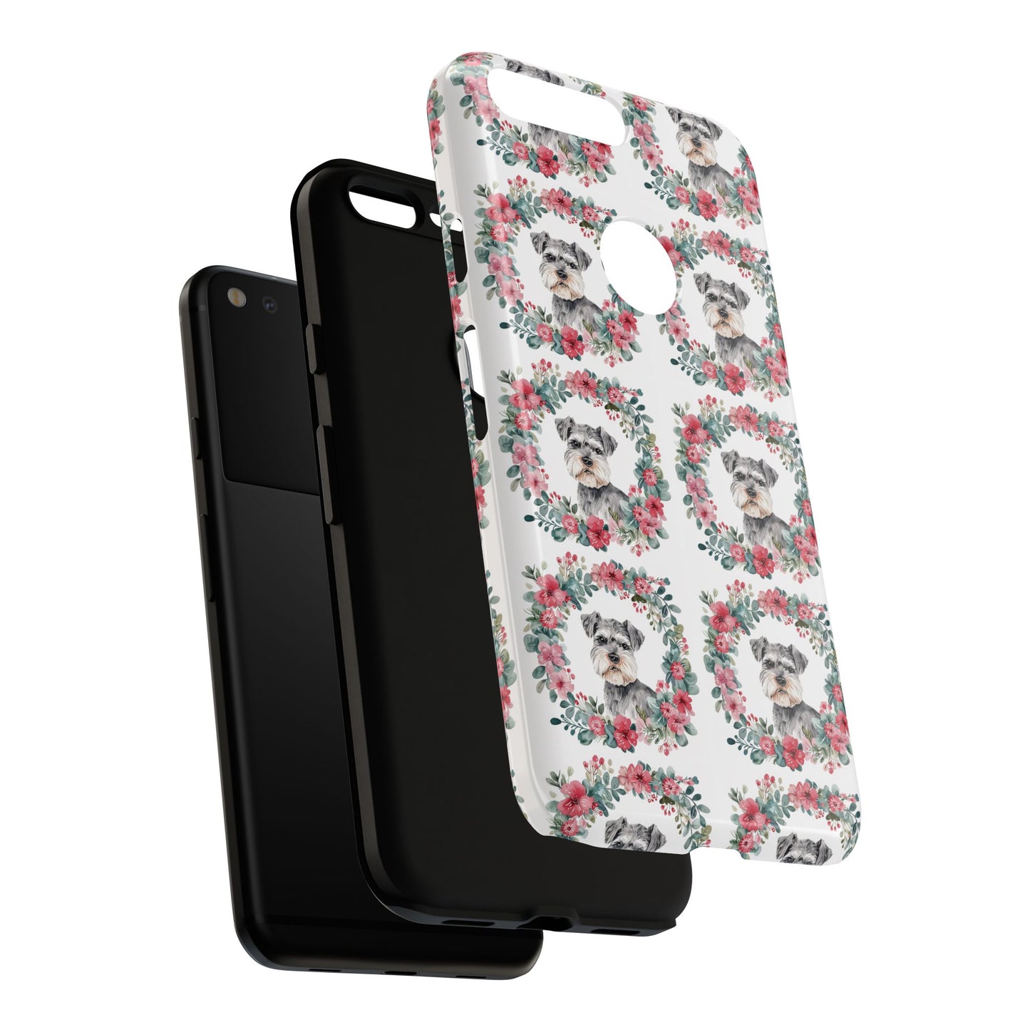 Cute Schnauzer Floral Dog Phone Case - Tough Cases for Pet Lovers