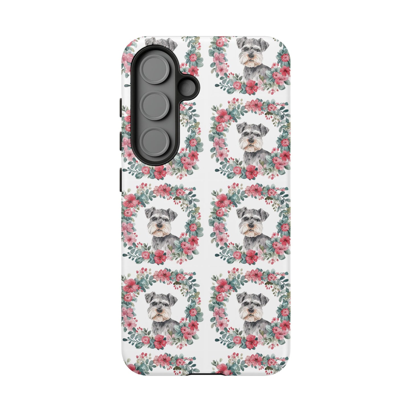 Cute Schnauzer Floral Dog Phone Case - Tough Cases for Pet Lovers