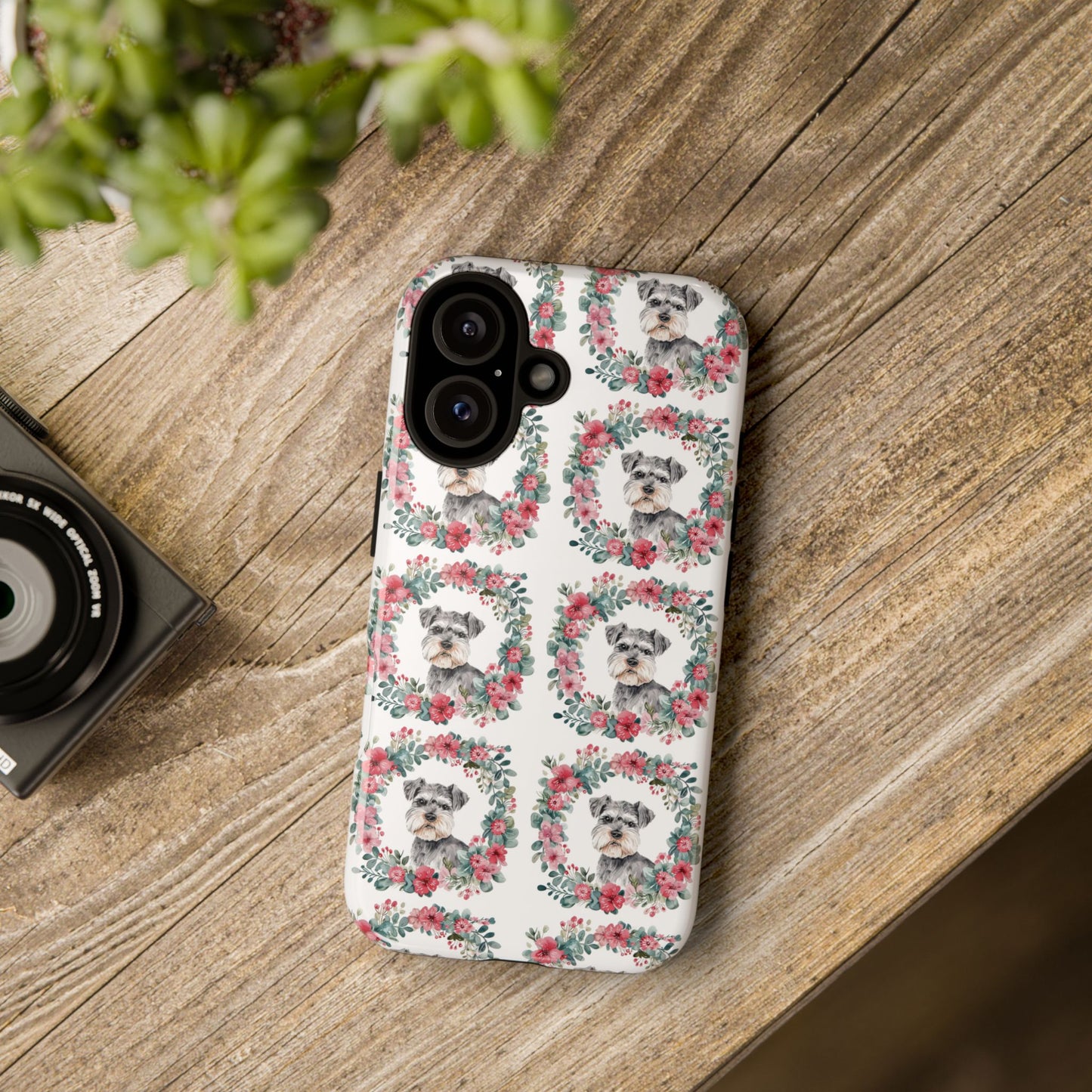 Cute Schnauzer Floral Dog Phone Case - Tough Cases for Pet Lovers