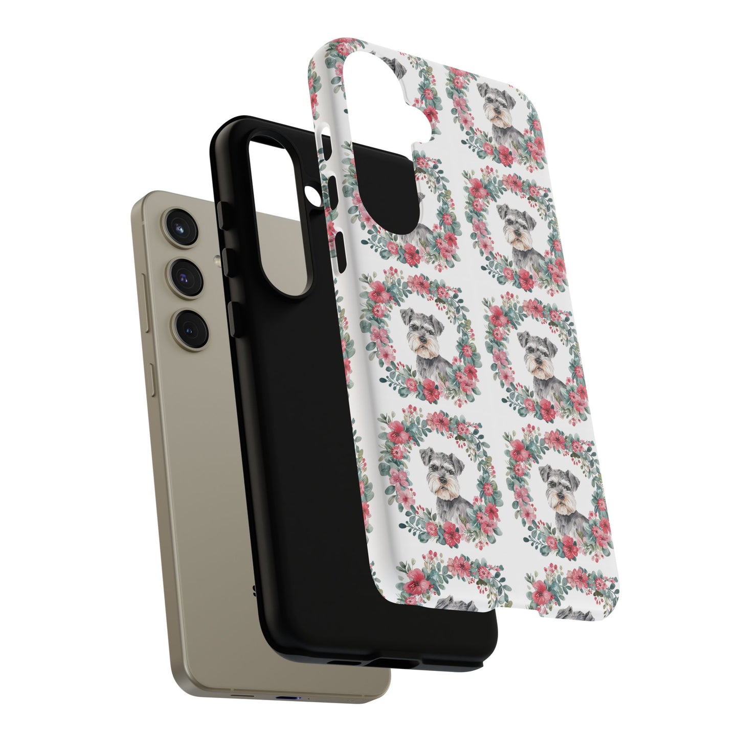 Cute Schnauzer Floral Dog Phone Case - Tough Cases for Pet Lovers