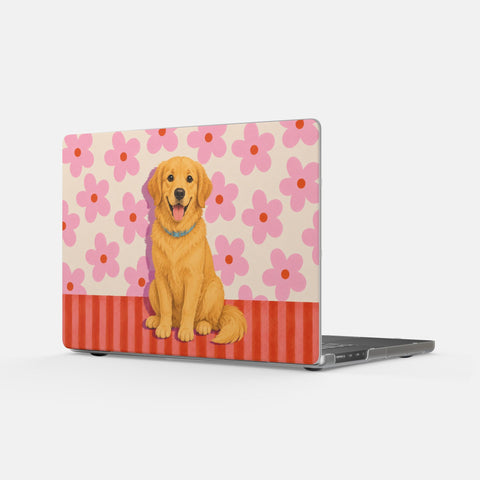 Custom Pet Portrait Floral Laptop Cover