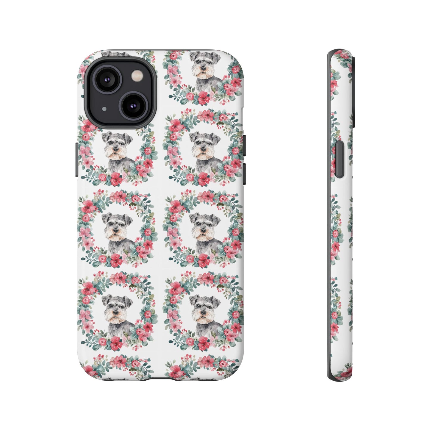 Cute Schnauzer Floral Dog Phone Case - Tough Cases for Pet Lovers