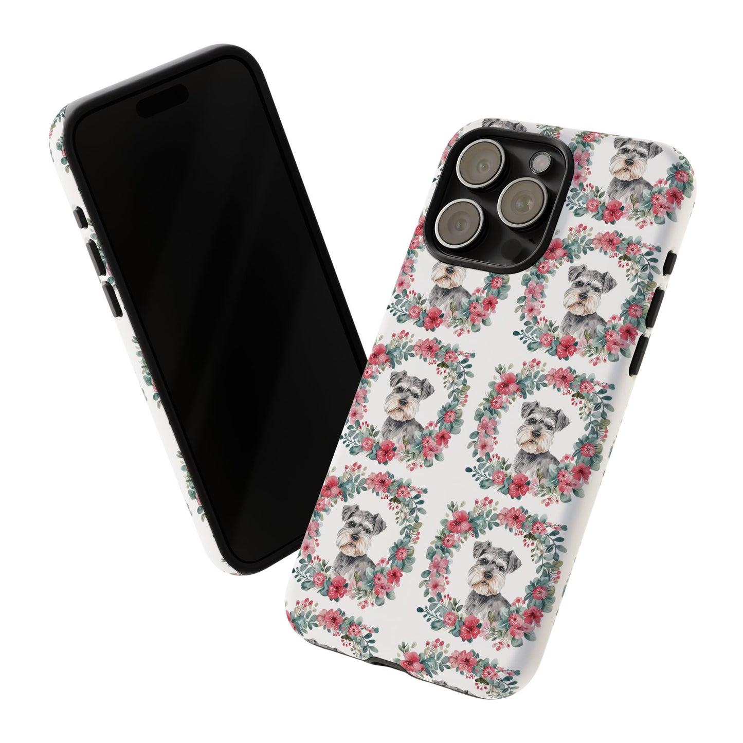 Cute Schnauzer Floral Dog Phone Case - Tough Cases for Pet Lovers