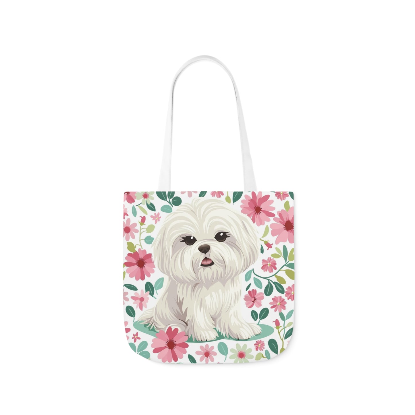 Cute Maltese Floral Tote Bag (With Name Personalization) - Petunia Woof