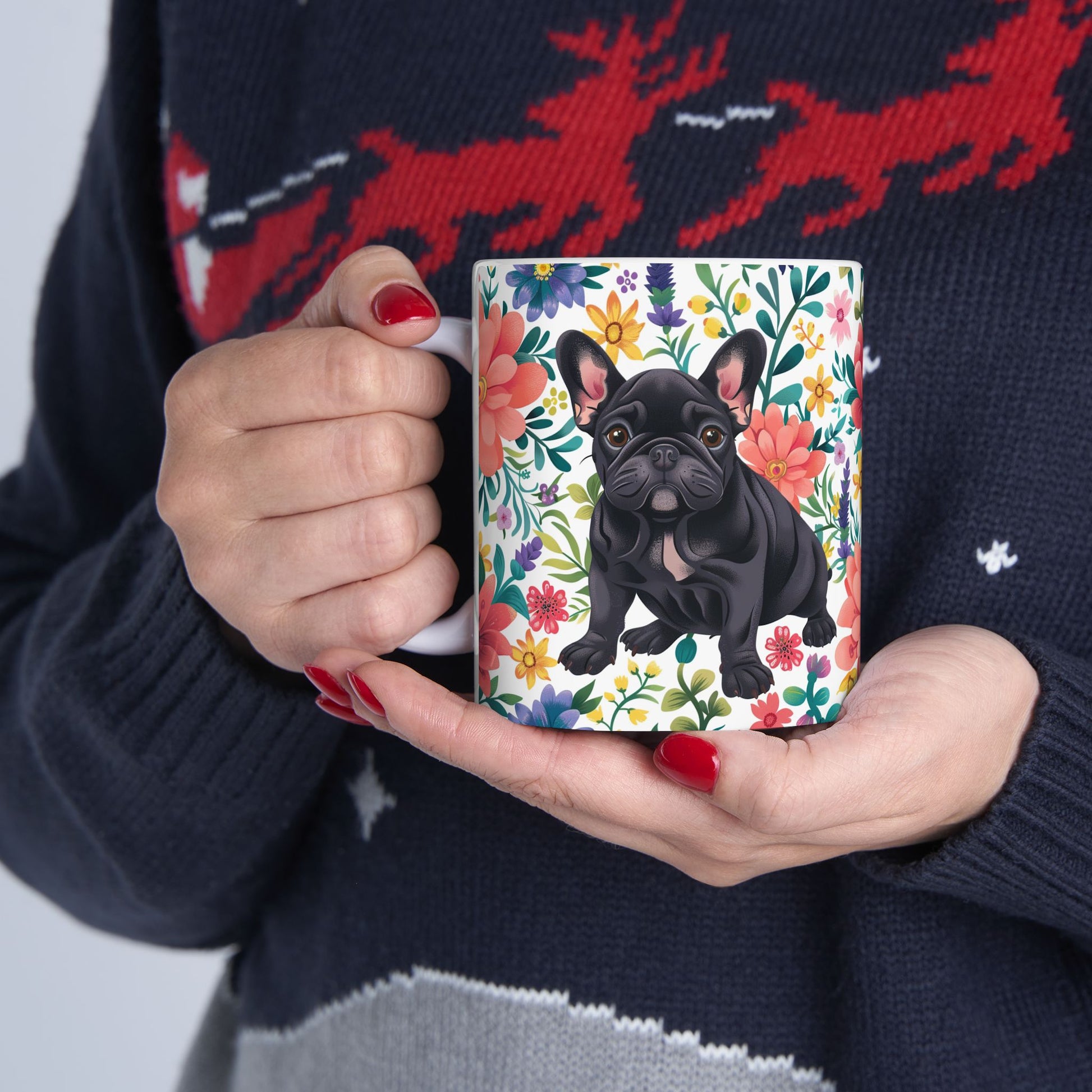 Floral French Bulldog Ceramic Mug - Perfect Gift for Dog Lovers - Petunia Woof