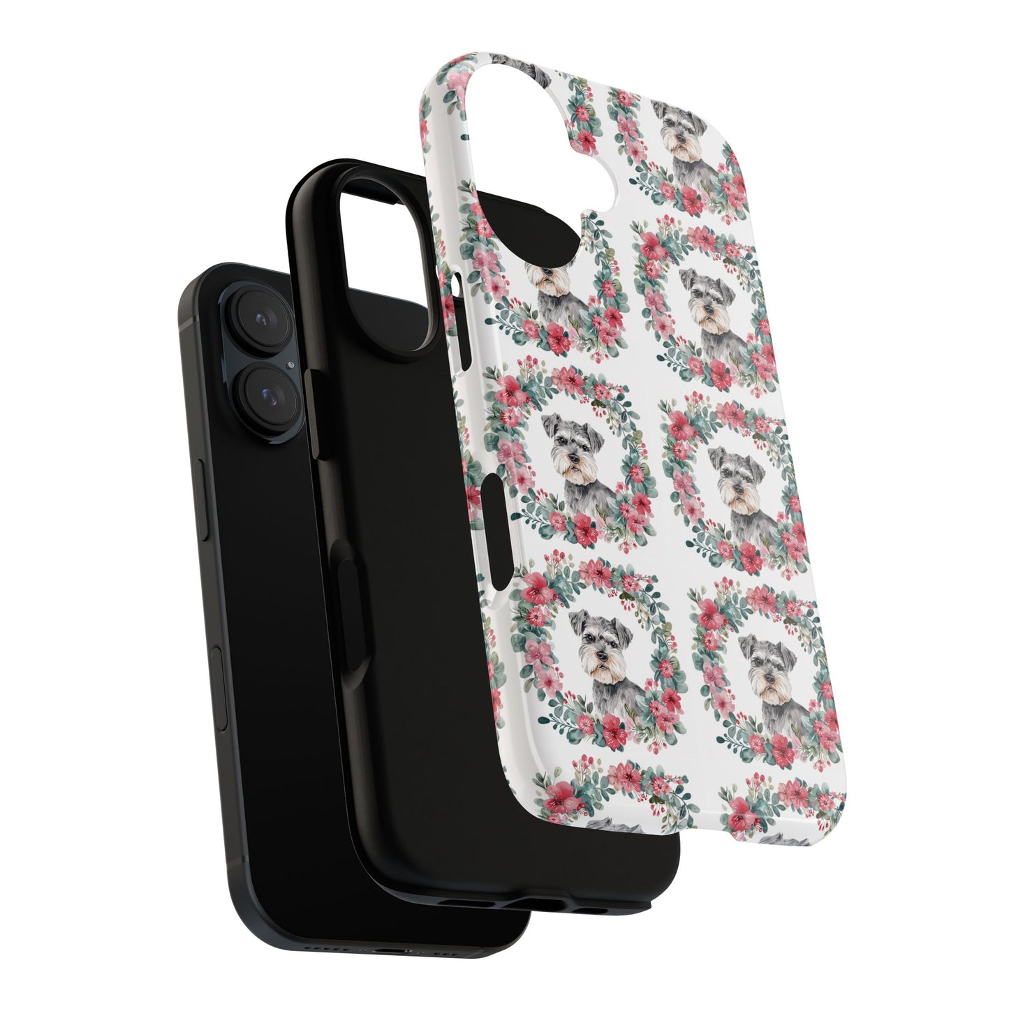 Cute Schnauzer Floral Dog Phone Case - Tough Cases for Pet Lovers