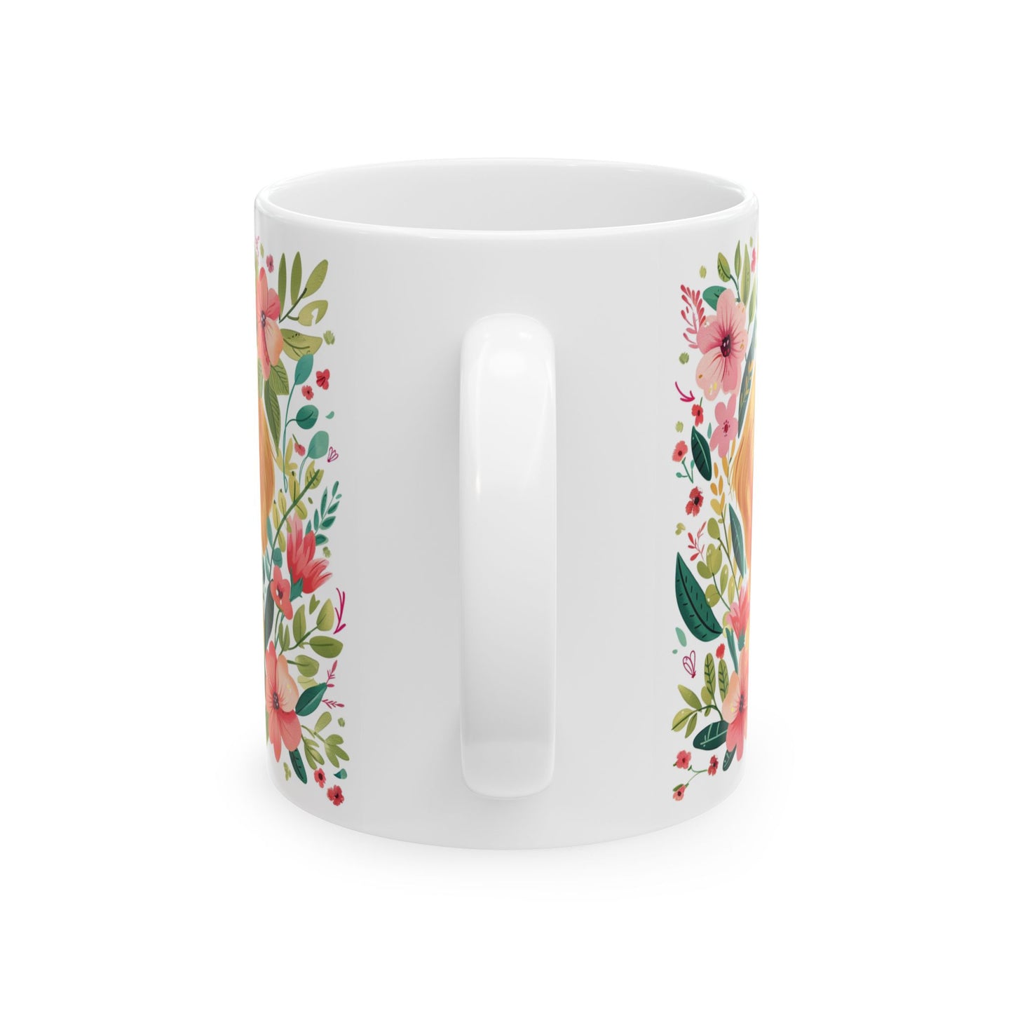 Golden Retriever Floral Mug - Cute Dog Lover's Ceramic Coffee Cup - Petunia Woof