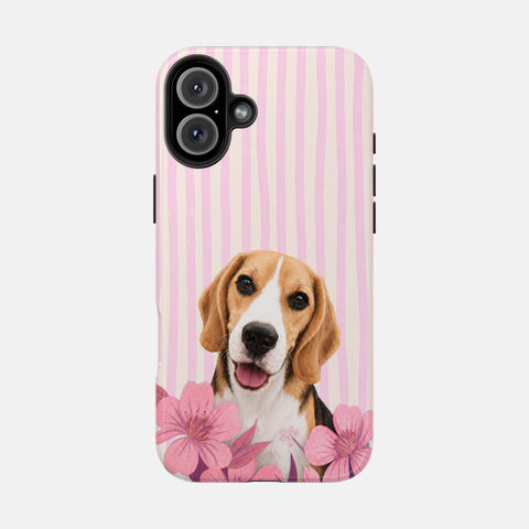 Custom Striped Pet Portrait Phone Case