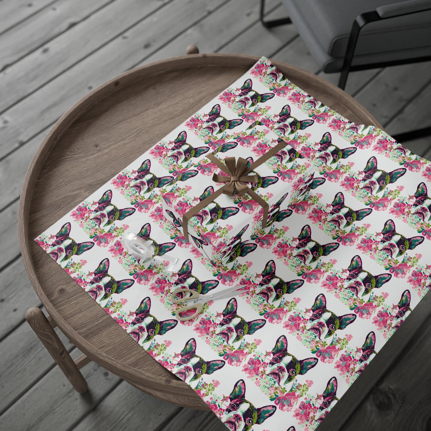 Cute French Bulldog Wrapping Paper - Floral Design for Pets Lovers - Petunia Woof