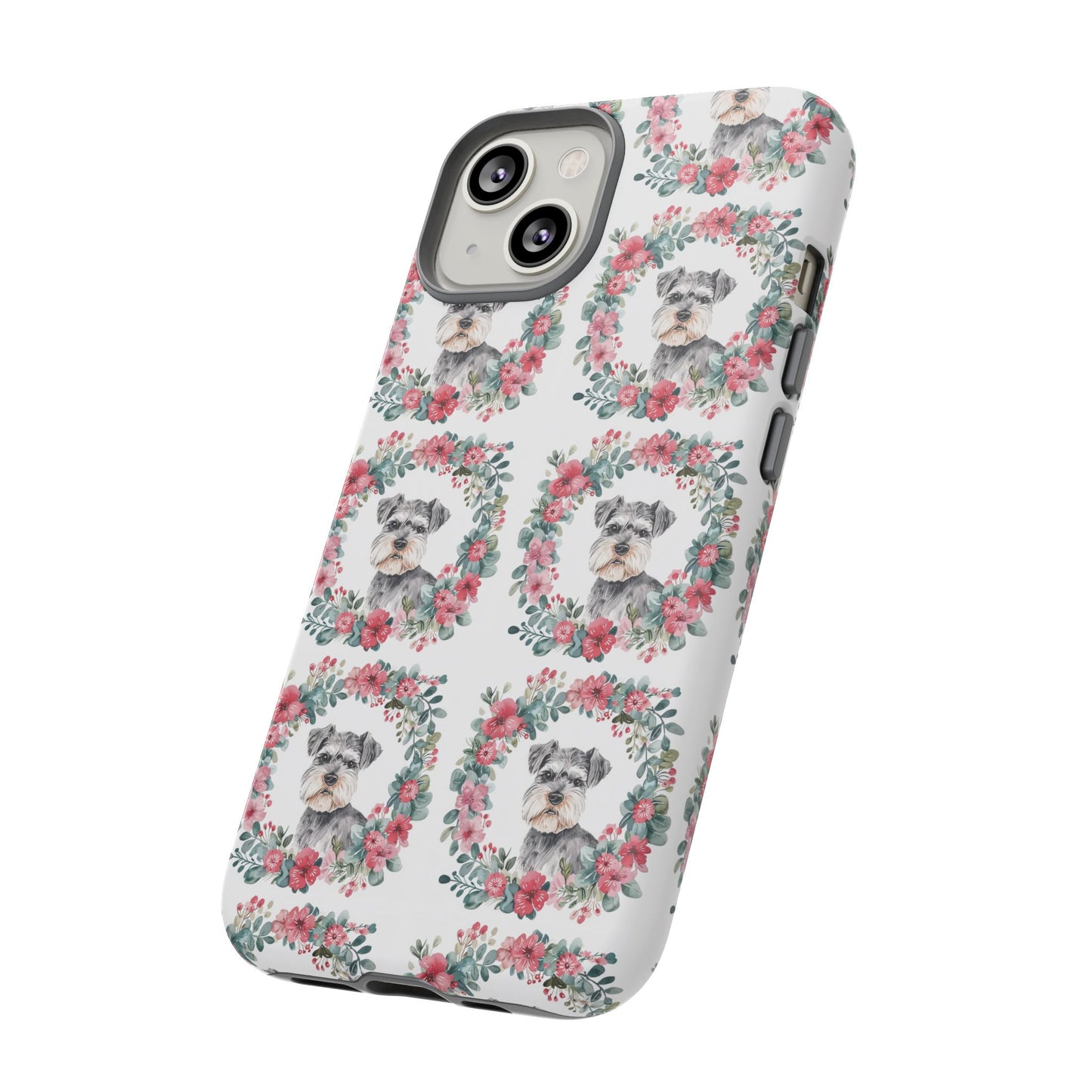 Cute Schnauzer Floral Dog Phone Case - Tough Cases for Pet Lovers