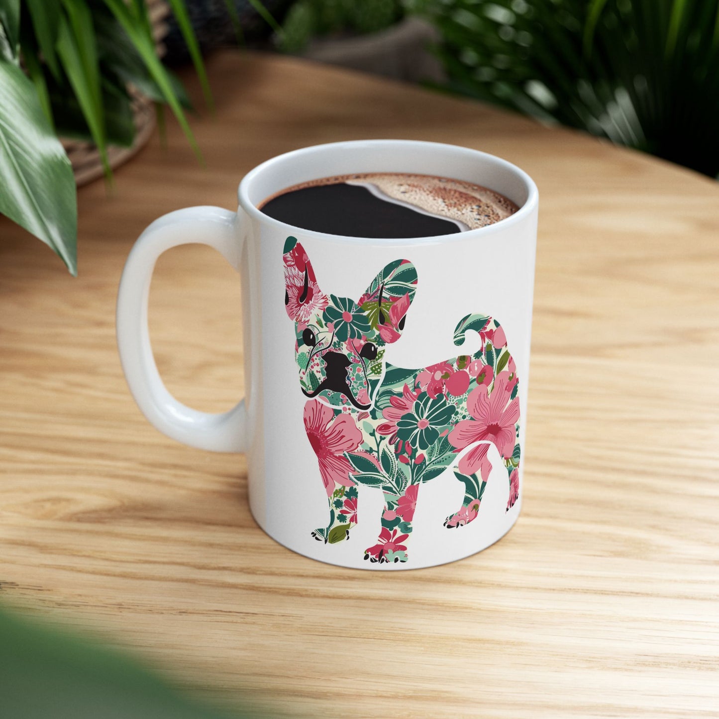 French Bulldog Floral Dog Print Ceramic Mug - Petunia Woof