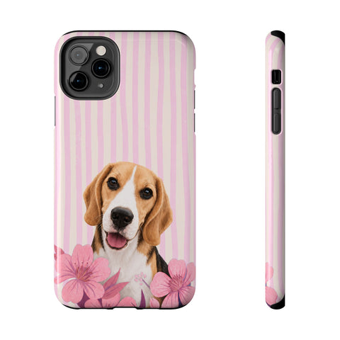 Custom Striped Pet Portrait Phone Case