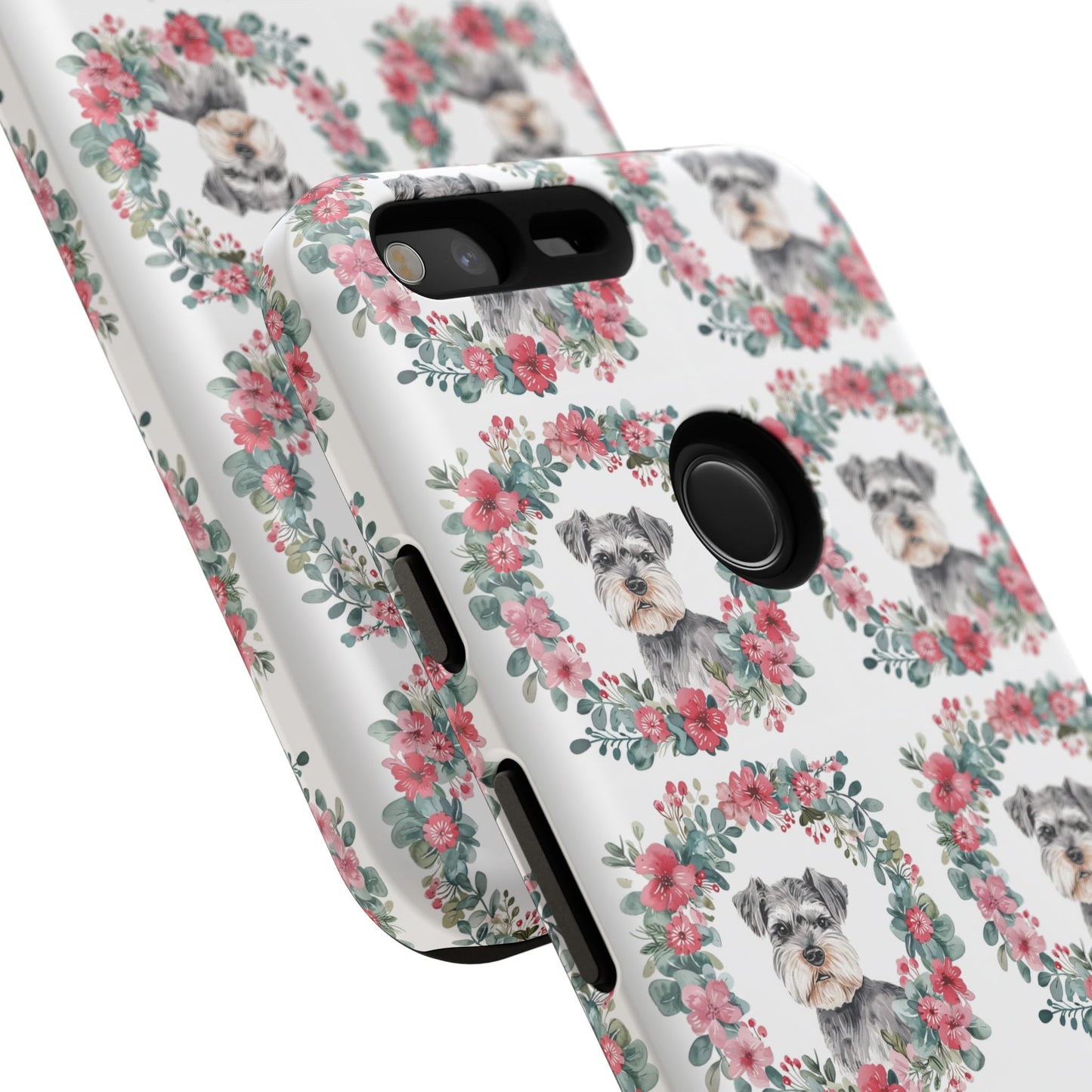 Cute Schnauzer Floral Dog Phone Case - Tough Cases for Pet Lovers