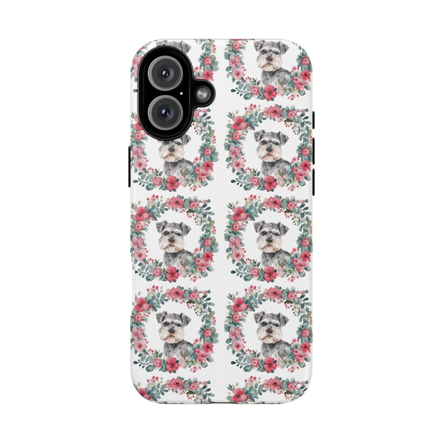 Cute Schnauzer Floral Dog Phone Case - Tough Cases for Pet Lovers