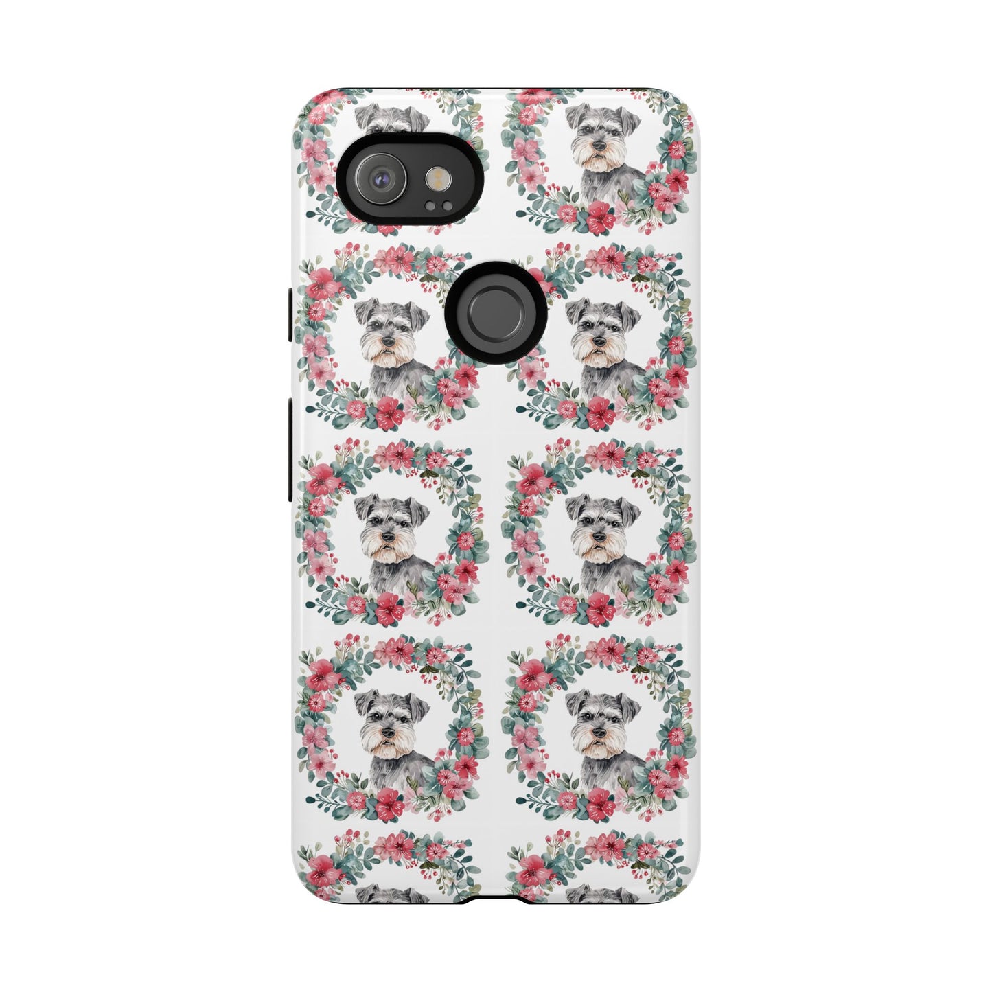 Cute Schnauzer Floral Dog Phone Case - Tough Cases for Pet Lovers