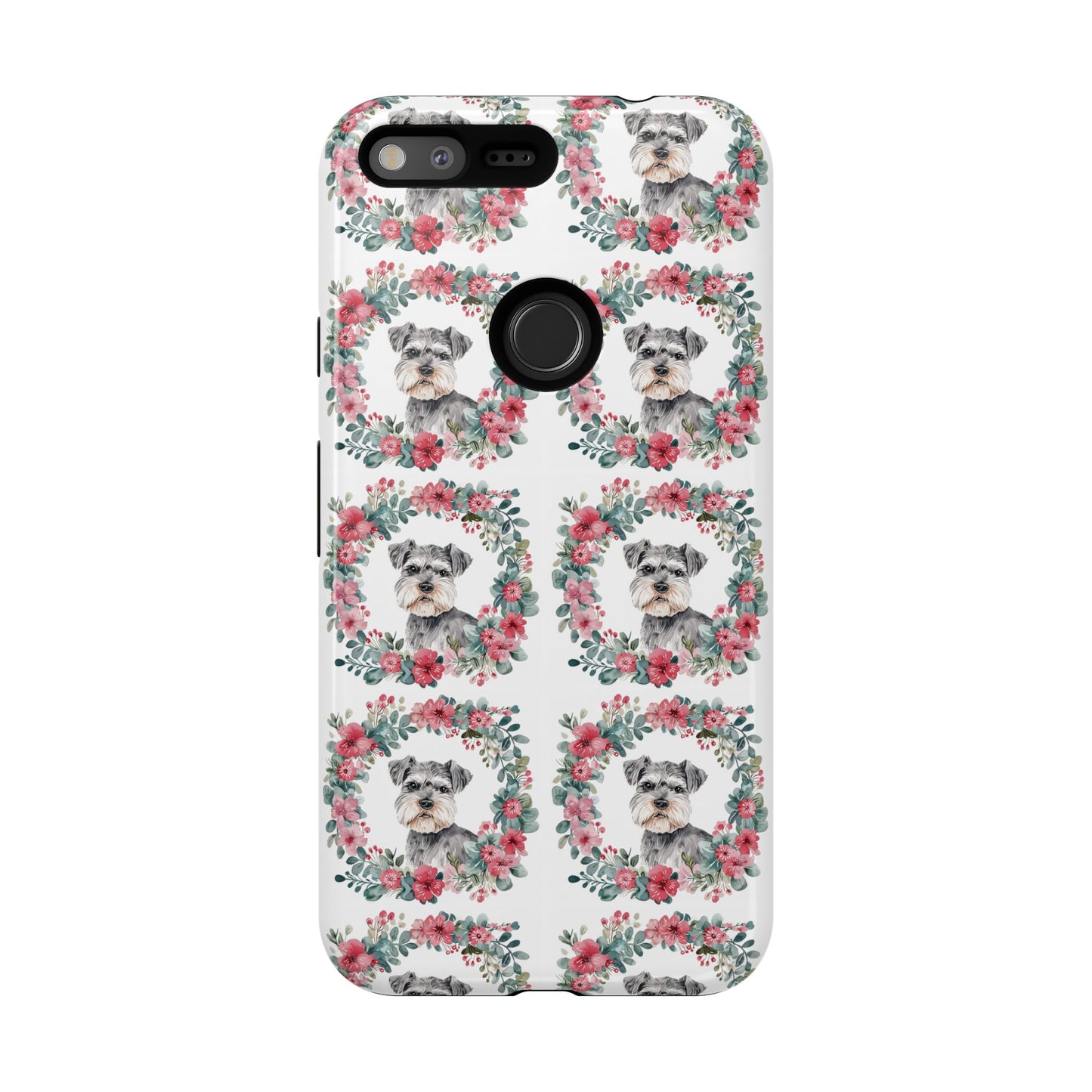 Cute Schnauzer Floral Dog Phone Case - Tough Cases for Pet Lovers