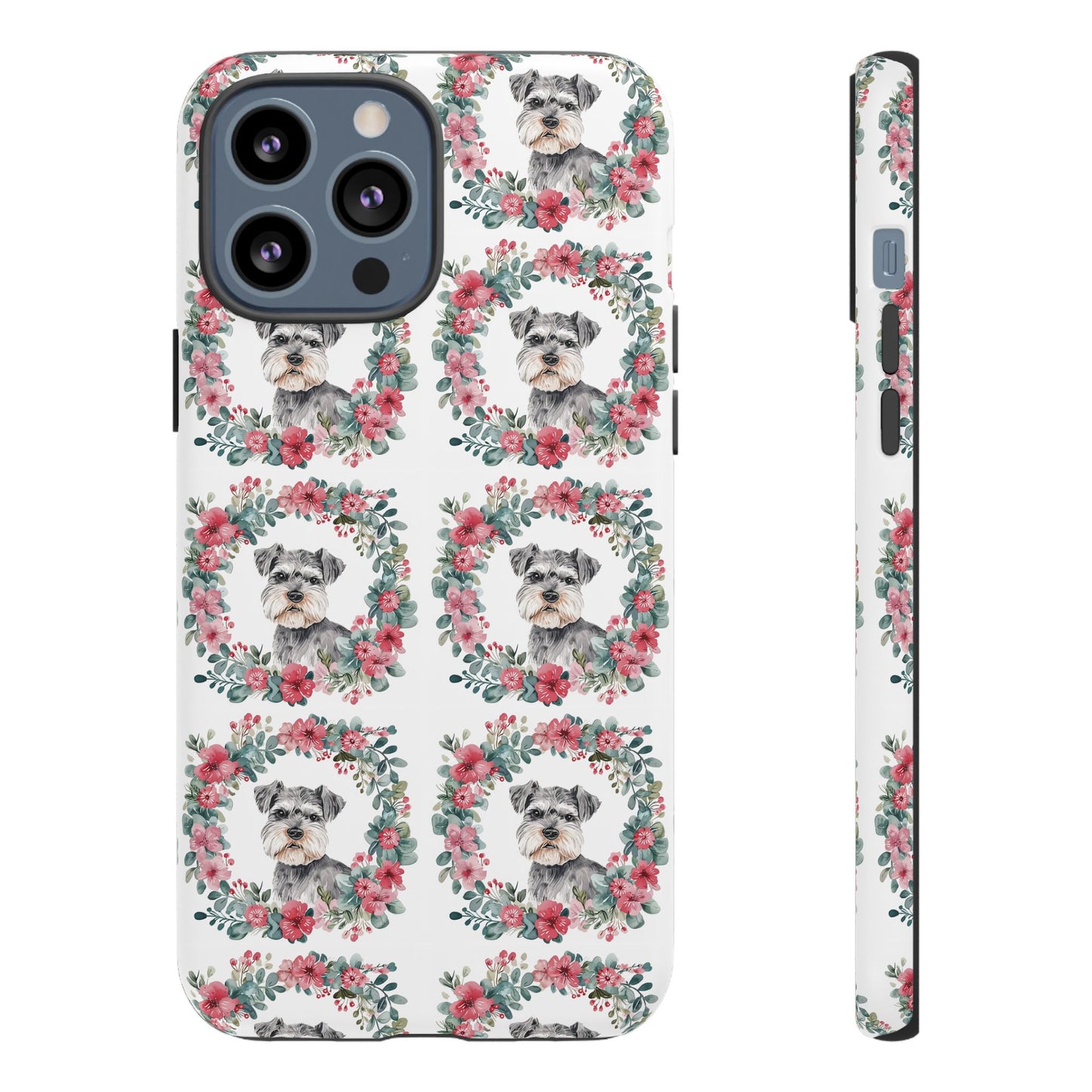 Cute Schnauzer Floral Dog Phone Case - Tough Cases for Pet Lovers