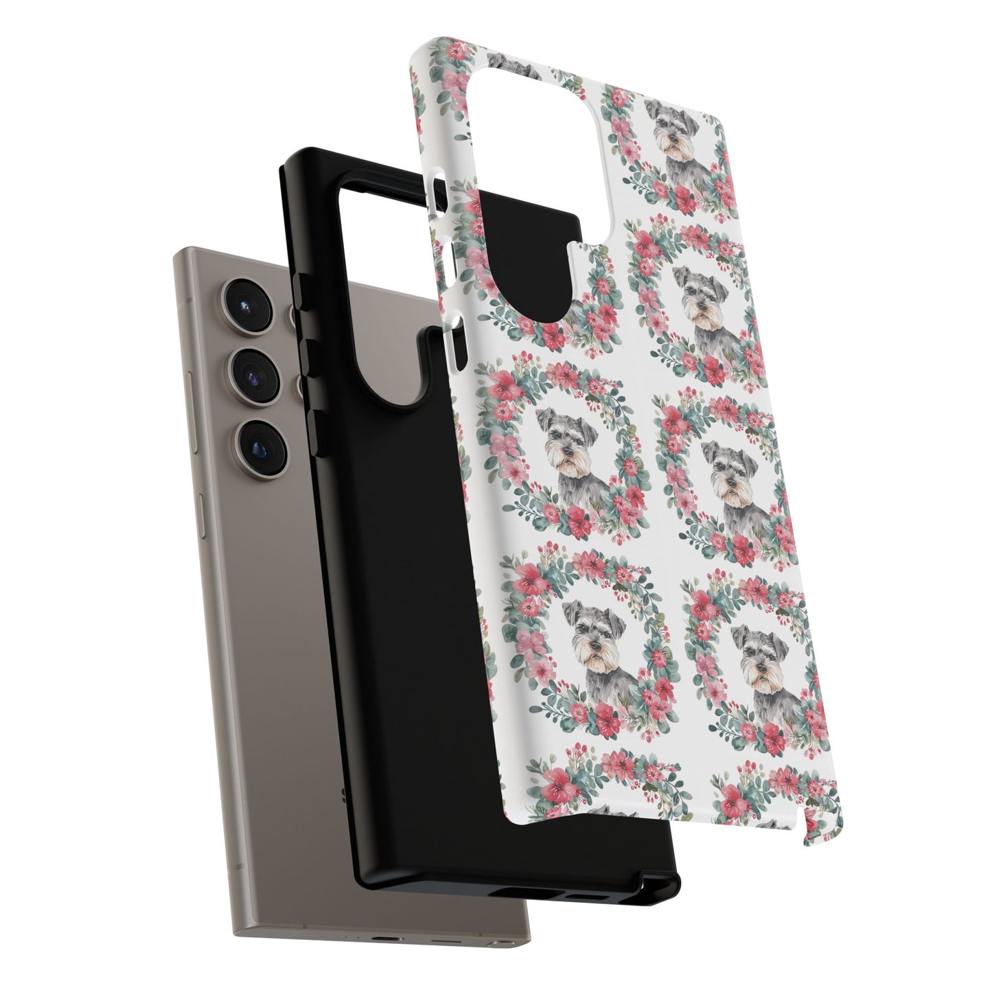 Cute Schnauzer Floral Dog Phone Case - Tough Cases for Pet Lovers