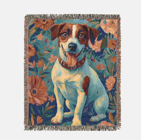 Custom Pet Portrait Woven Blanket