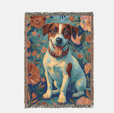 Custom Pet Portrait Woven Blanket