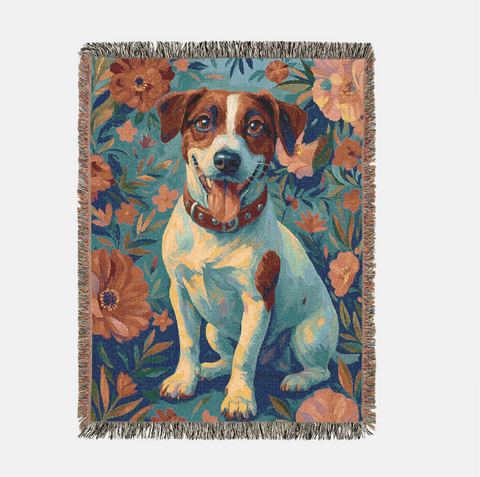 Custom Pet Portrait Woven Blanket