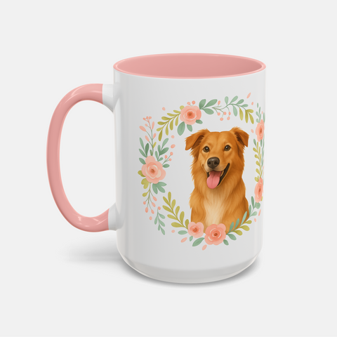 Custom Floral Wreath Pet Portrait Mug
