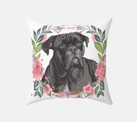 Cute Cane Corso Floral Pillow