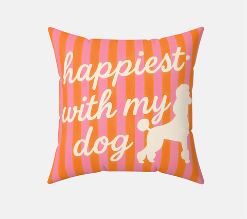 Custom "Happiest With My Dog" Throw Pillow