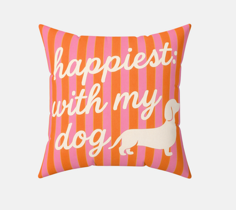 Custom "Happiest With My Dog" Throw Pillow