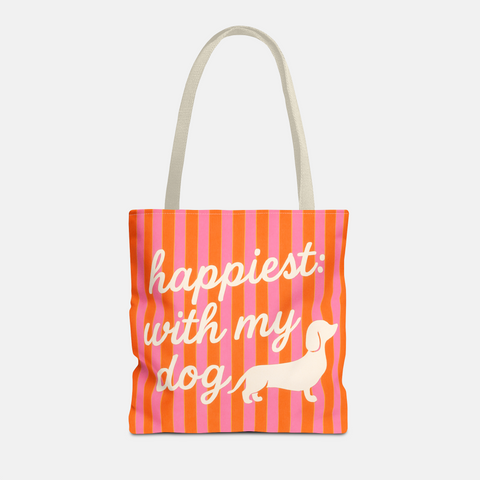 Custom "Happiest With My Dog"  Tote Bag