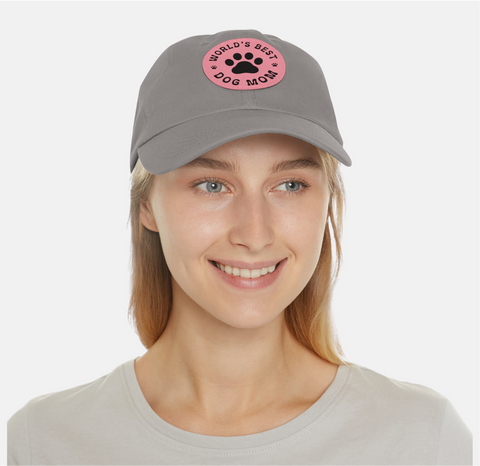 Best Dog Mom Leather Patch Hat