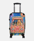 Custom pet portrait suitcase with woman and dog design — personalized dog mom luggage — Petunia Woof