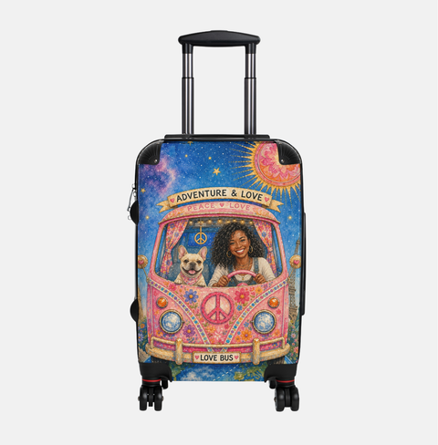 Personalized dog mom travel luggage — custom pet keepsake gift — Petunia Woof
