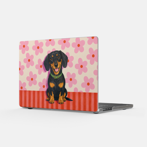 Custom Pet Portrait Floral Laptop Cover